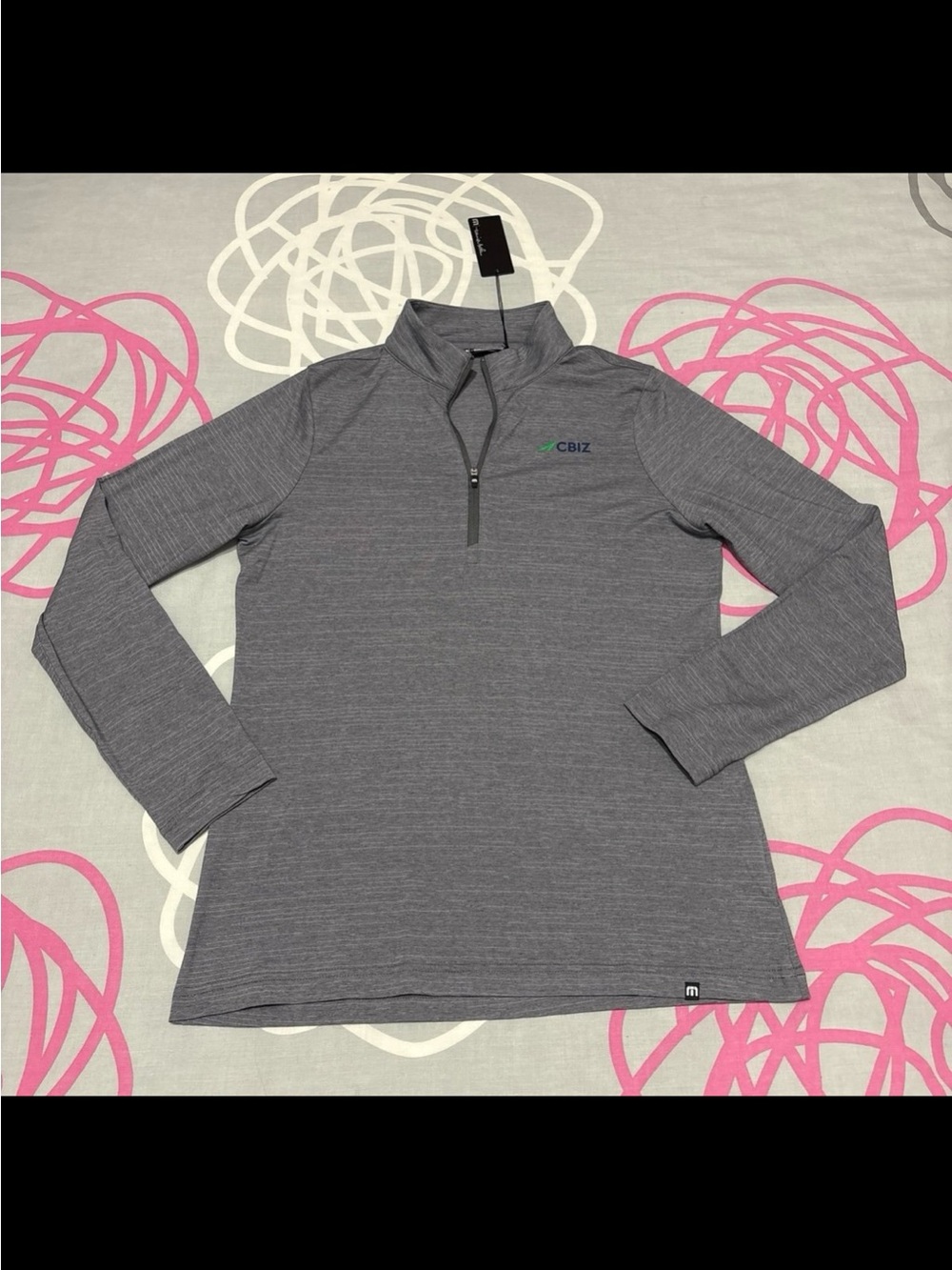 Travis Mathew CBIZ Heather Grey Quarter-Zip Long Sleeve Top